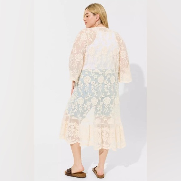 Torrid Mesh Embroidered Kimono NWT - Picture 4 of 5